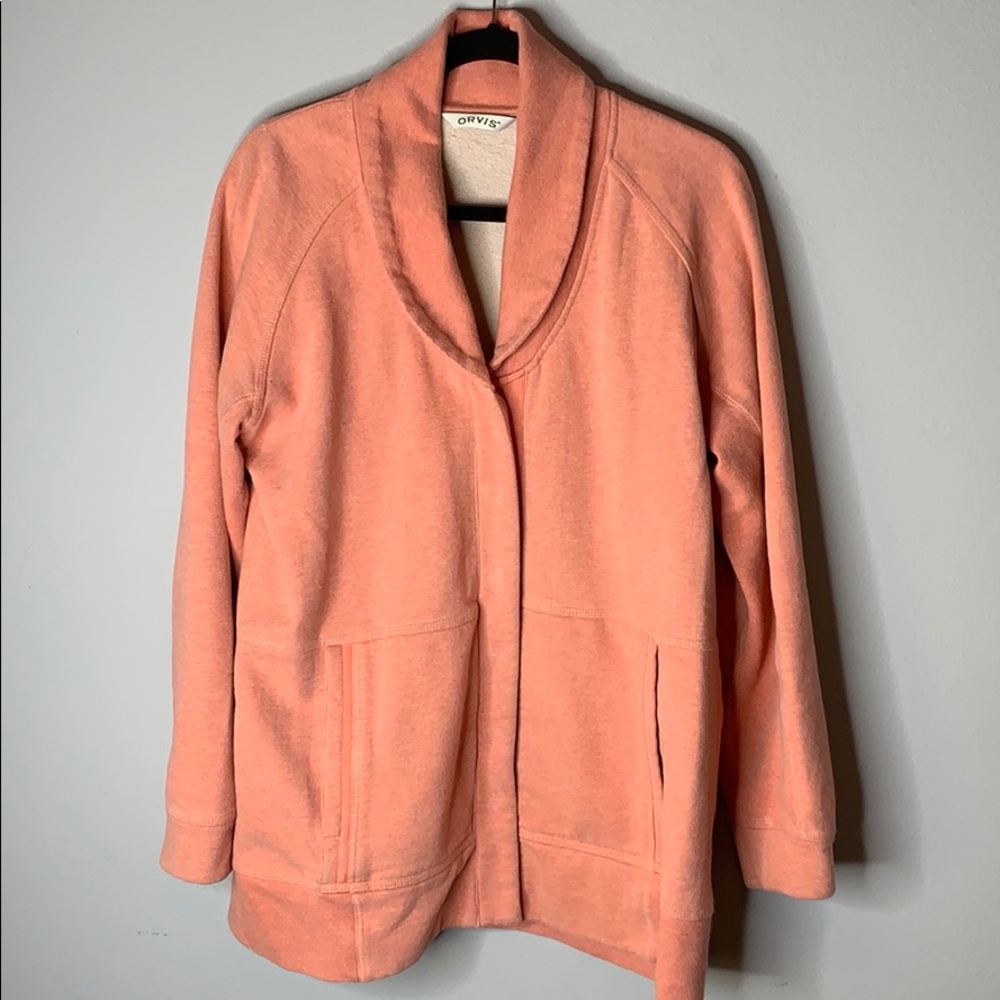 Orvis sun washed coral sweatshirt jacket M